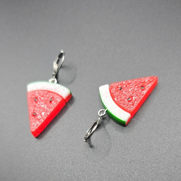 Hand Crafted Jewelry - Watermelon Slice Earrings – Summer Fruit Statement Jewelry